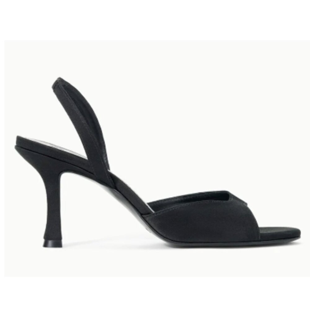 STAUD Black Open-Toe Slingback Heels